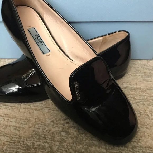 Prada Glossy Black Loafers - Picture 2 of 13
